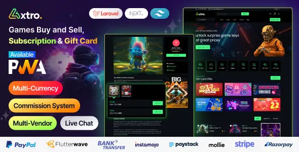 Axtro v2.0– Games Buy and Sell, Subscription & Gift Card Laravel Script PHP Script